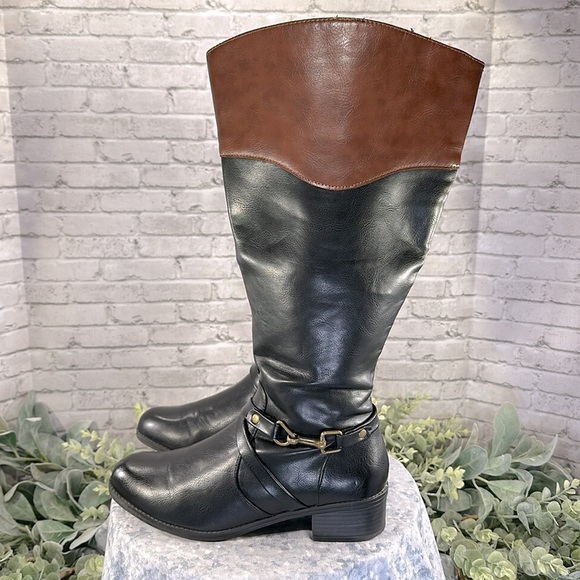 Rampage “ILISSA” Black & Brown Knee High Wide-Calf Riding Boots WMS 7.5W🤎VGUC - Picture 7 of 13